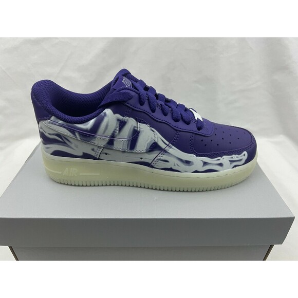 Nike Air Force 1 Low '07 QS Purple Skeleton Halloween Shoes CU8067-500 Size 5 - Picture 3 of 8